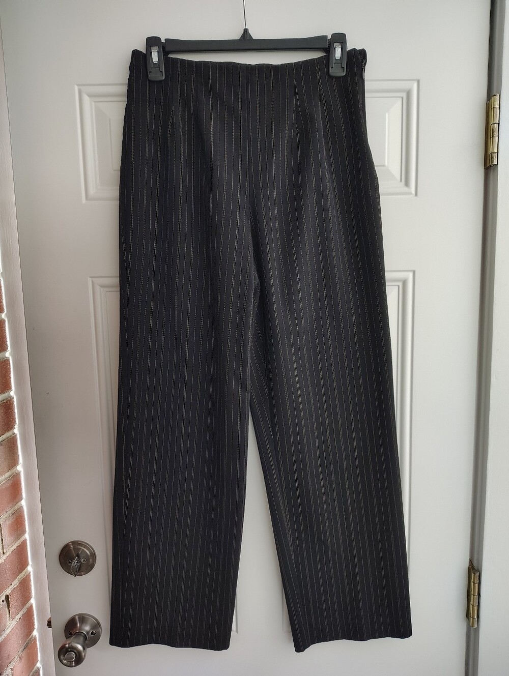 Worthington Stretch Pinstripe Dress Pants Black Gray Business Casual Workwear 8S